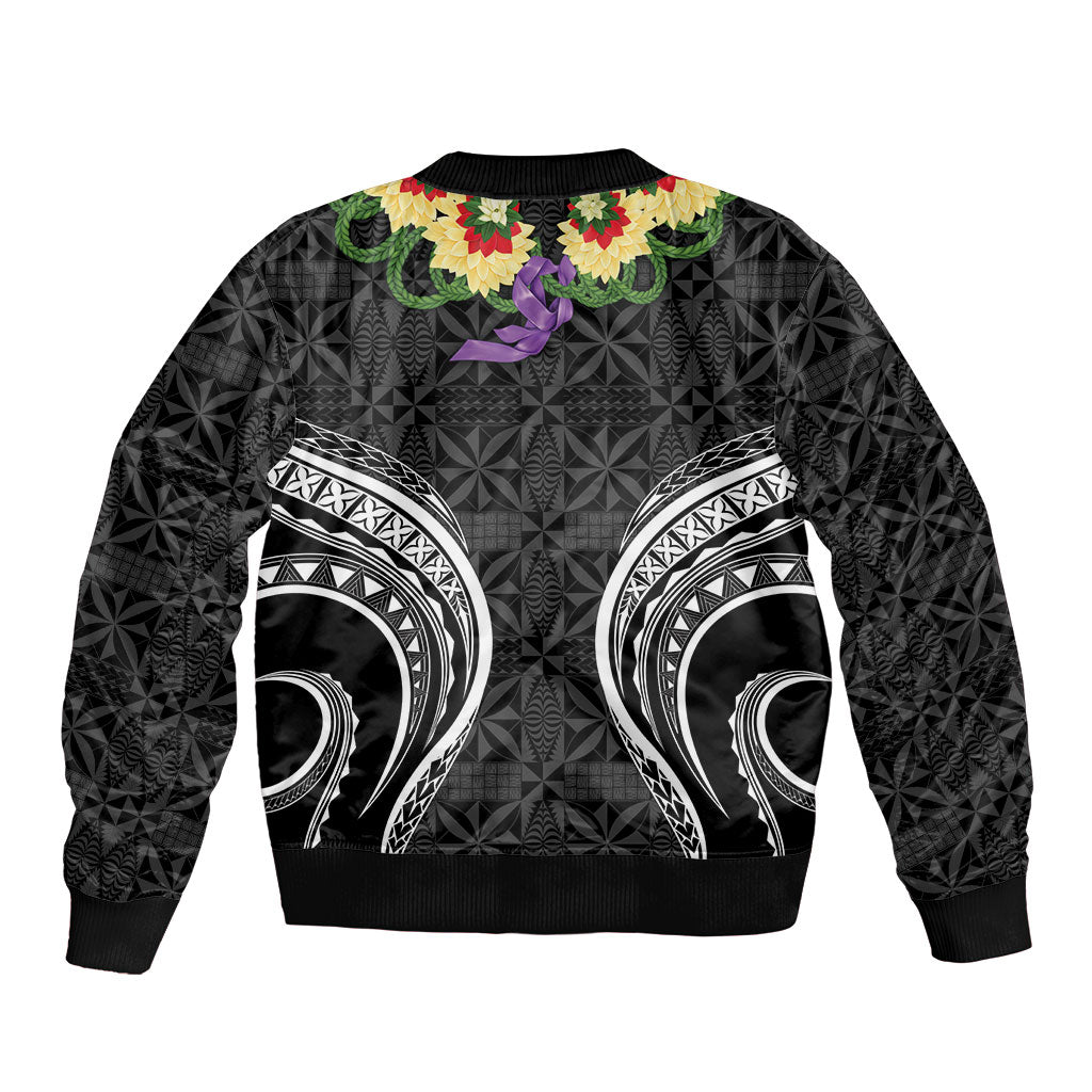 Black Tonga Ngatu Kahoa Lei Bomber Jacket LT14 - Polynesian Pride