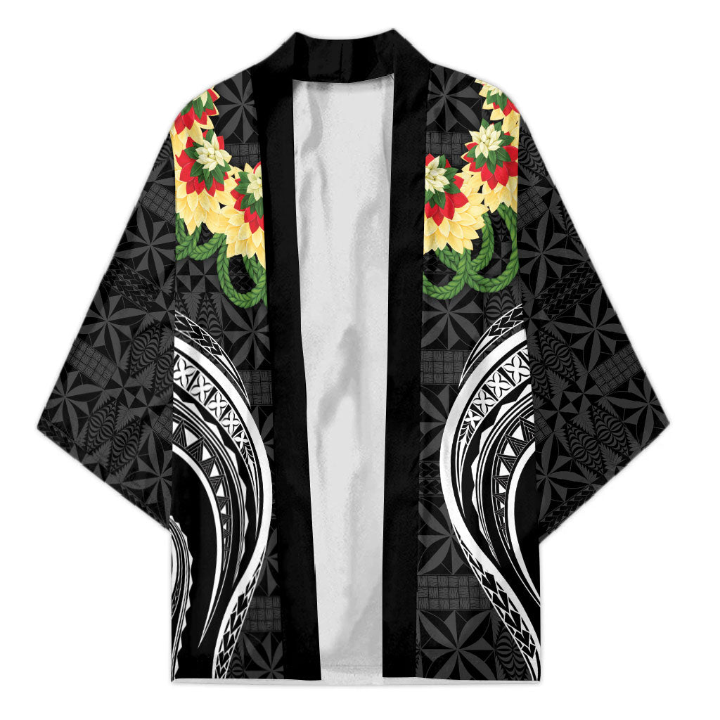 Black Tonga Ngatu Kahoa Lei Kimono