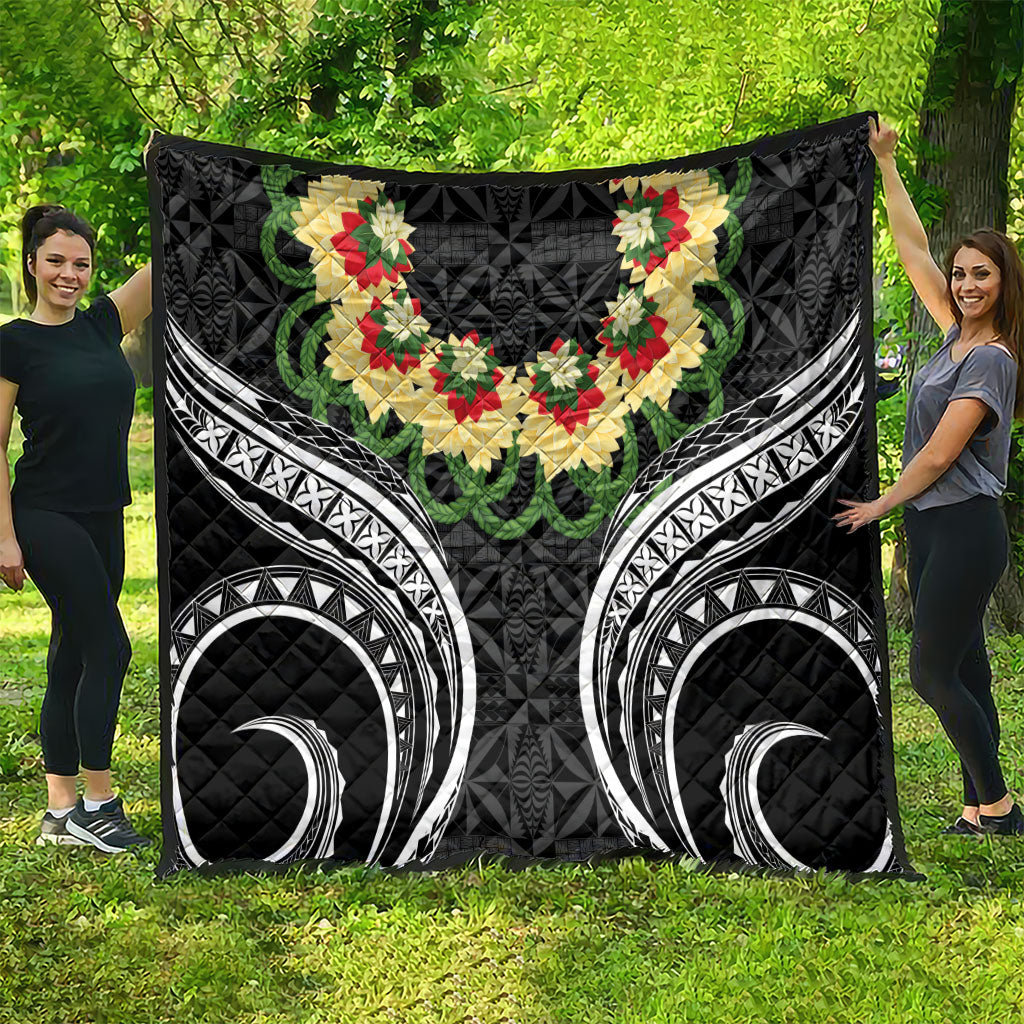 Black Tonga Ngatu Kahoa Lei Quilt