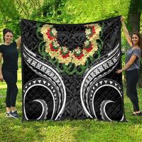 Black Tonga Ngatu Kahoa Lei Quilt