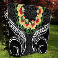 Black Tonga Ngatu Kahoa Lei Quilt
