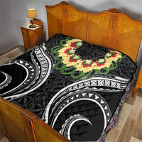 Black Tonga Ngatu Kahoa Lei Quilt