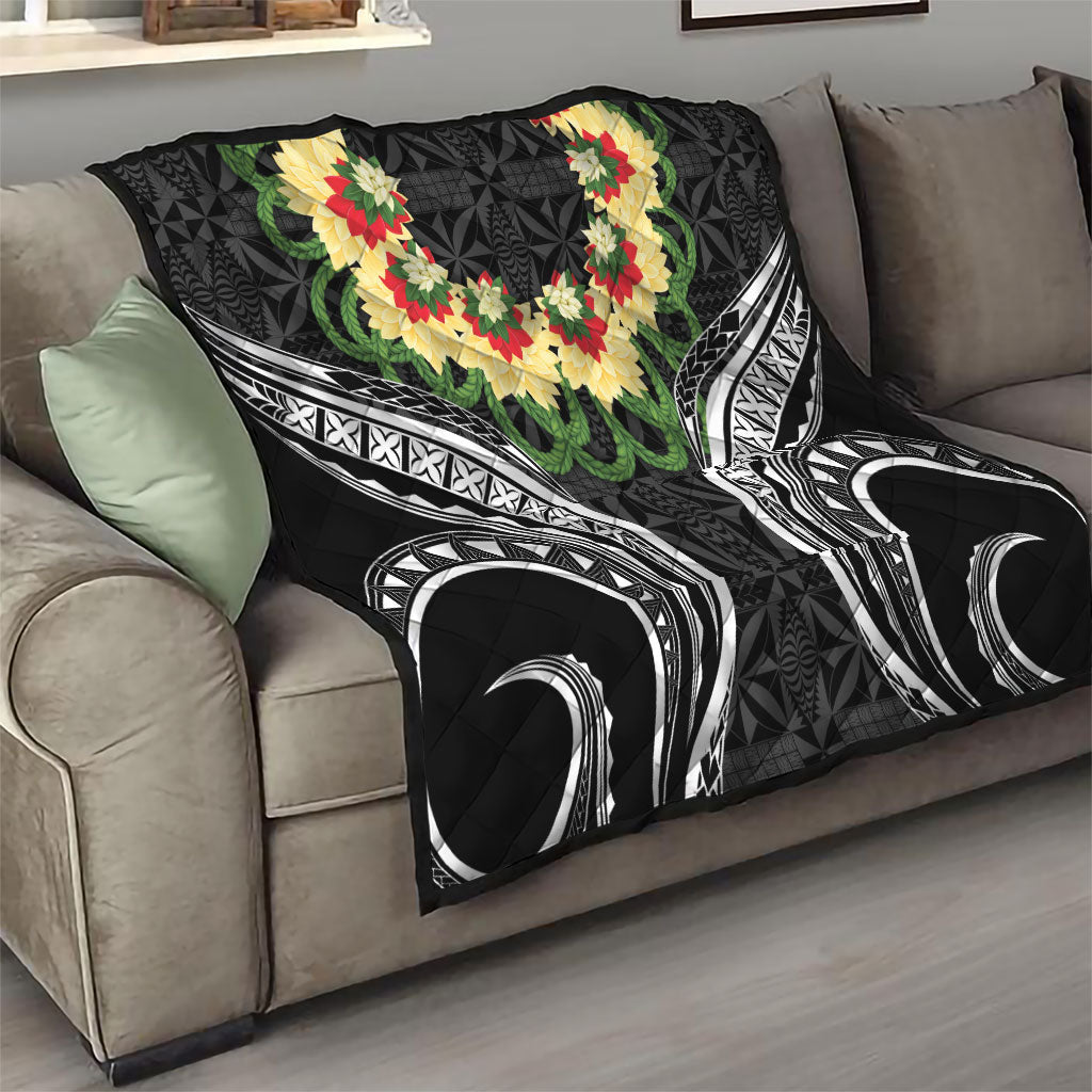 Black Tonga Ngatu Kahoa Lei Quilt