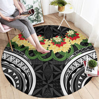 Black Tonga Ngatu Kahoa Lei Round Carpet LT14 - Polynesian Pride