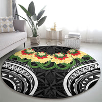 Black Tonga Ngatu Kahoa Lei Round Carpet LT14 - Polynesian Pride