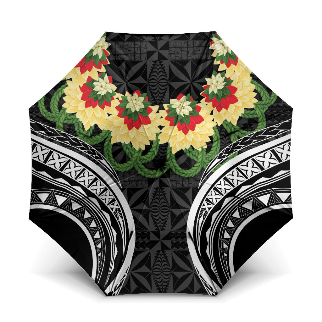 Black Tonga Ngatu Kahoa Lei Umbrella
