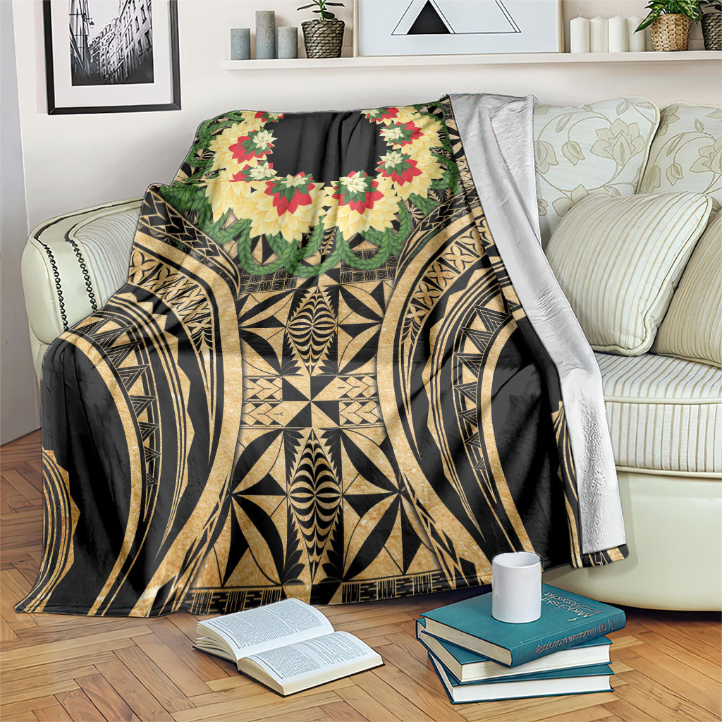 Grunge Gold Tonga Ngatu Kahoa Lei Blanket