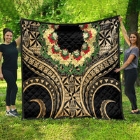 Grunge Gold Tonga Ngatu Kahoa Lei Quilt