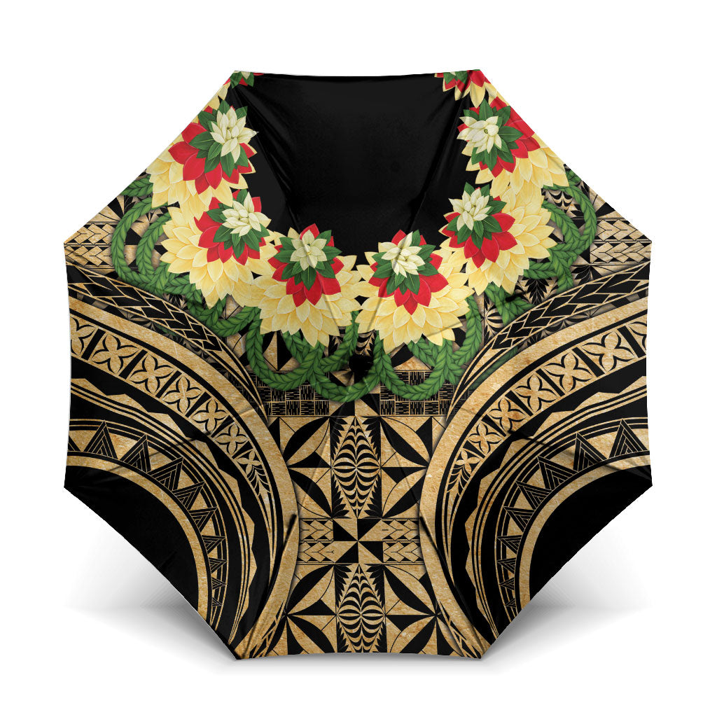 Grunge Gold Tonga Ngatu Kahoa Lei Umbrella