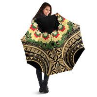 Grunge Gold Tonga Ngatu Kahoa Lei Umbrella