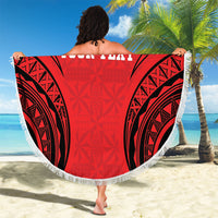 Personalised Red Tonga Ngatu Kahoa Lei Beach Blanket LT14 - Polynesian Pride