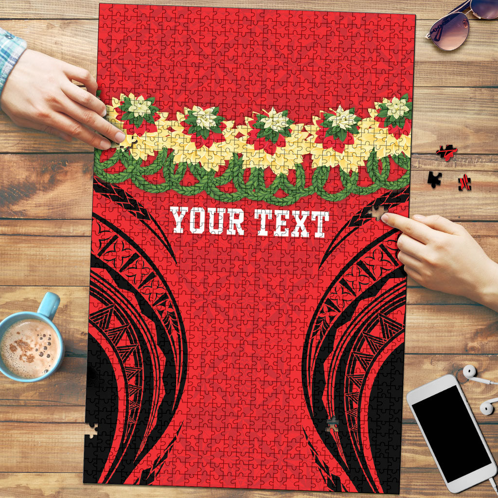 Personalised Red Tonga Ngatu Kahoa Lei Puzzle