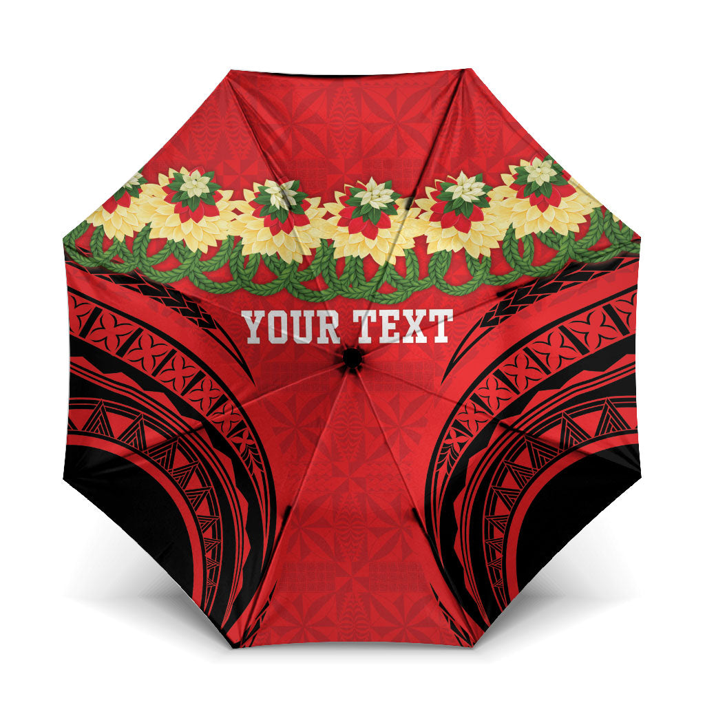 Personalised Red Tonga Ngatu Kahoa Lei Umbrella