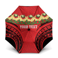 Personalised Red Tonga Ngatu Kahoa Lei Umbrella