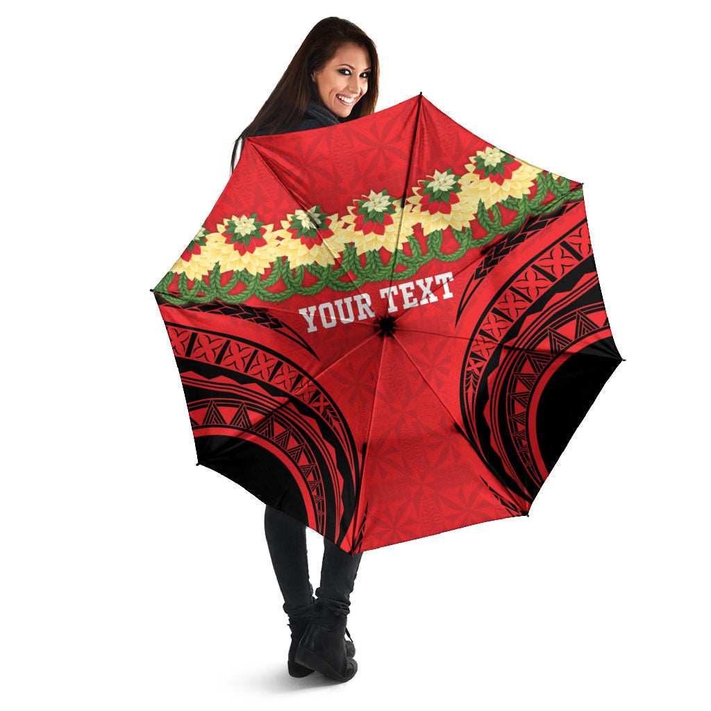 Personalised Red Tonga Ngatu Kahoa Lei Umbrella