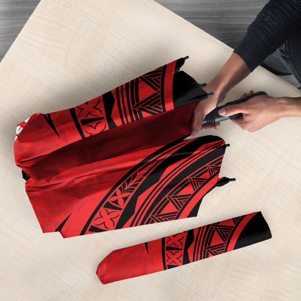 Personalised Red Tonga Ngatu Kahoa Lei Umbrella