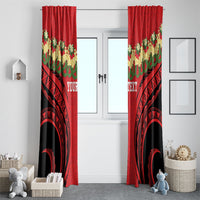 Personalised Red Tonga Ngatu Kahoa Lei Window Curtain