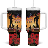 New Zealand Anzac Tumbler With Handle Maori Camouflage Mix Poppies We Will Remember Them LT14 One Size: 40 oz Black - Polynesian Pride