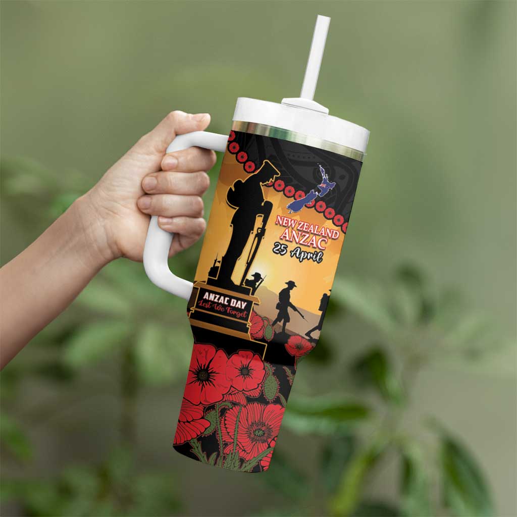 New Zealand Anzac Tumbler With Handle Maori Camouflage Mix Poppies We Will Remember Them LT14 - Polynesian Pride