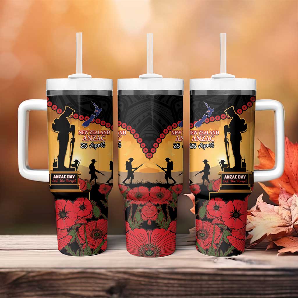 New Zealand Anzac Tumbler With Handle Maori Camouflage Mix Poppies We Will Remember Them LT14 - Polynesian Pride