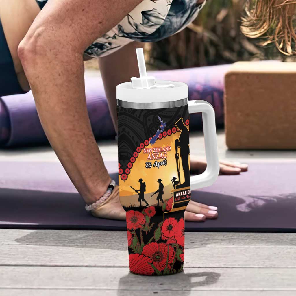 New Zealand Anzac Tumbler With Handle Maori Camouflage Mix Poppies We Will Remember Them LT14 - Polynesian Pride