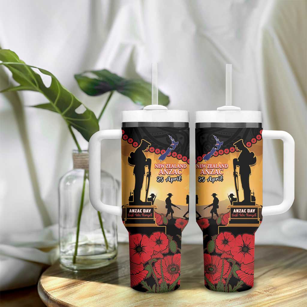 New Zealand Anzac Tumbler With Handle Maori Camouflage Mix Poppies We Will Remember Them LT14 - Polynesian Pride