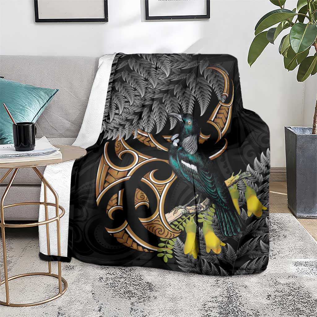 Aotearoa Kowhai Tui Bird Blanket Maori Ngaru With Silver Fern