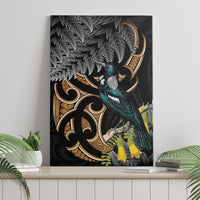 Aotearoa Kowhai Tui Bird Canvas Wall Art Maori Ngaru With Silver Fern