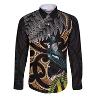 Aotearoa Kowhai Tui Bird Family Matching Off The Shoulder Long Sleeve Dress and Hawaiian Shirt Maori Ngaru With Silver Fern