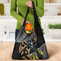Aotearoa Kowhai Tui Bird Grocery Bag Maori Ngaru With Silver Fern LT14 - Polynesian Pride