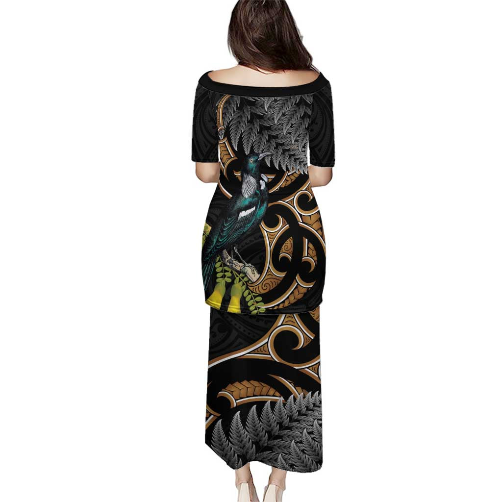 Aotearoa Kowhai Tui Bird Puletasi Maori Ngaru With Silver Fern