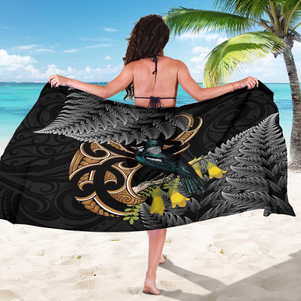Aotearoa Kowhai Tui Bird Sarong Maori Ngaru With Silver Fern LT14 - Polynesian Pride