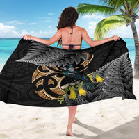 Aotearoa Kowhai Tui Bird Sarong Maori Ngaru With Silver Fern LT14 - Polynesian Pride
