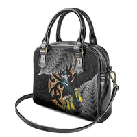 Aotearoa Kowhai Tui Bird Shoulder Handbag Maori Ngaru With Silver Fern