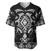 Black Ngaru Taniko With Aotearoa Maori Tattoo Baseball Jersey LT14 Black - Polynesian Pride
