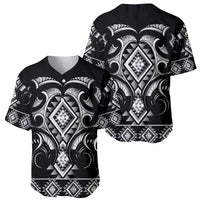 Black Ngaru Taniko With Aotearoa Maori Tattoo Baseball Jersey LT14 - Polynesian Pride