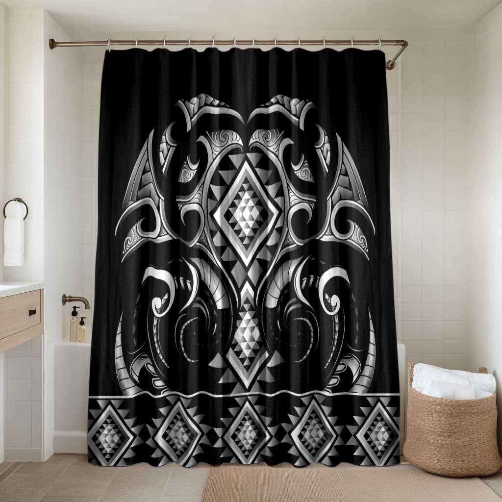 Black Ngaru Taniko With Aotearoa Maori Tattoo Bathroom Set - Polynesian Pride