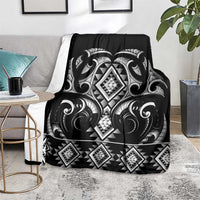 Black Ngaru Taniko With Aotearoa Maori Tattoo Blanket
