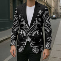 Black Ngaru Taniko With Aotearoa Maori Tattoo Blazer LT14 - Polynesian Pride