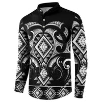 Black Ngaru Taniko With Aotearoa Maori Tattoo Button Sweatshirt