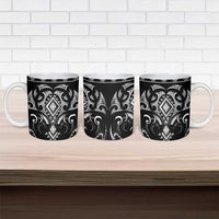 Black Ngaru Taniko With Aotearoa Maori Tattoo Ceramic Mug - Polynesian Pride