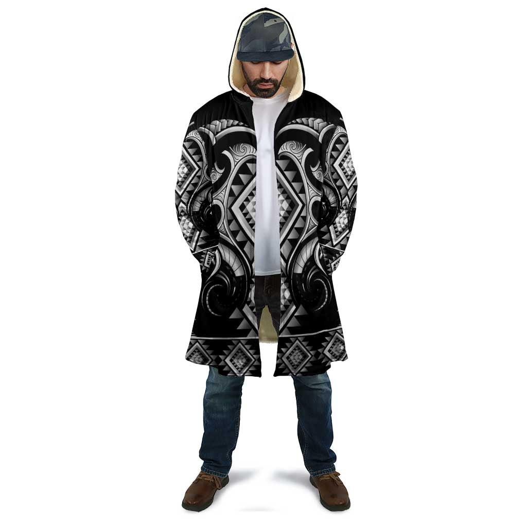Black Ngaru Taniko With Aotearoa Maori Tattoo Cloak - Polynesian Pride