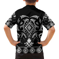 Black Ngaru Taniko With Aotearoa Maori Tattoo Family Matching Summer Maxi Dress and Hawaiian Shirt LT14 - Polynesian Pride
