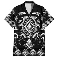 Black Ngaru Taniko With Aotearoa Maori Tattoo Family Matching Summer Maxi Dress and Hawaiian Shirt LT14 Dad's Shirt - Short Sleeve Black - Polynesian Pride