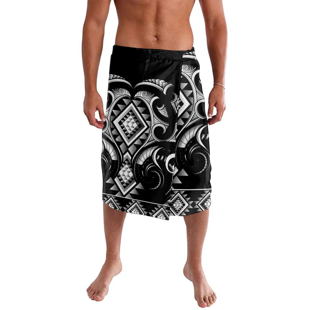 Black Ngaru Taniko With Aotearoa Maori Tattoo Lavalava