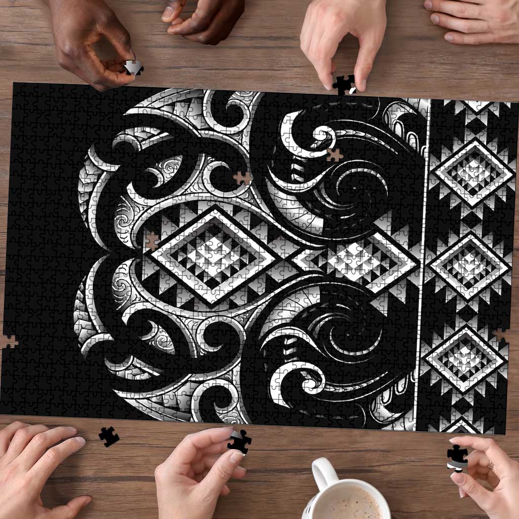 Black Ngaru Taniko With Aotearoa Maori Tattoo Puzzle - Polynesian Pride