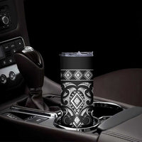 Black Ngaru Taniko With Aotearoa Maori Tattoo Skinny Tumbler LT14 - Polynesian Pride