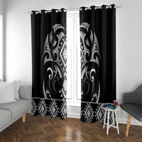 Black Ngaru Taniko With Aotearoa Maori Tattoo Window Curtain