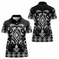 Black Ngaru Taniko With Aotearoa Maori Tattoo Women Polo Shirt