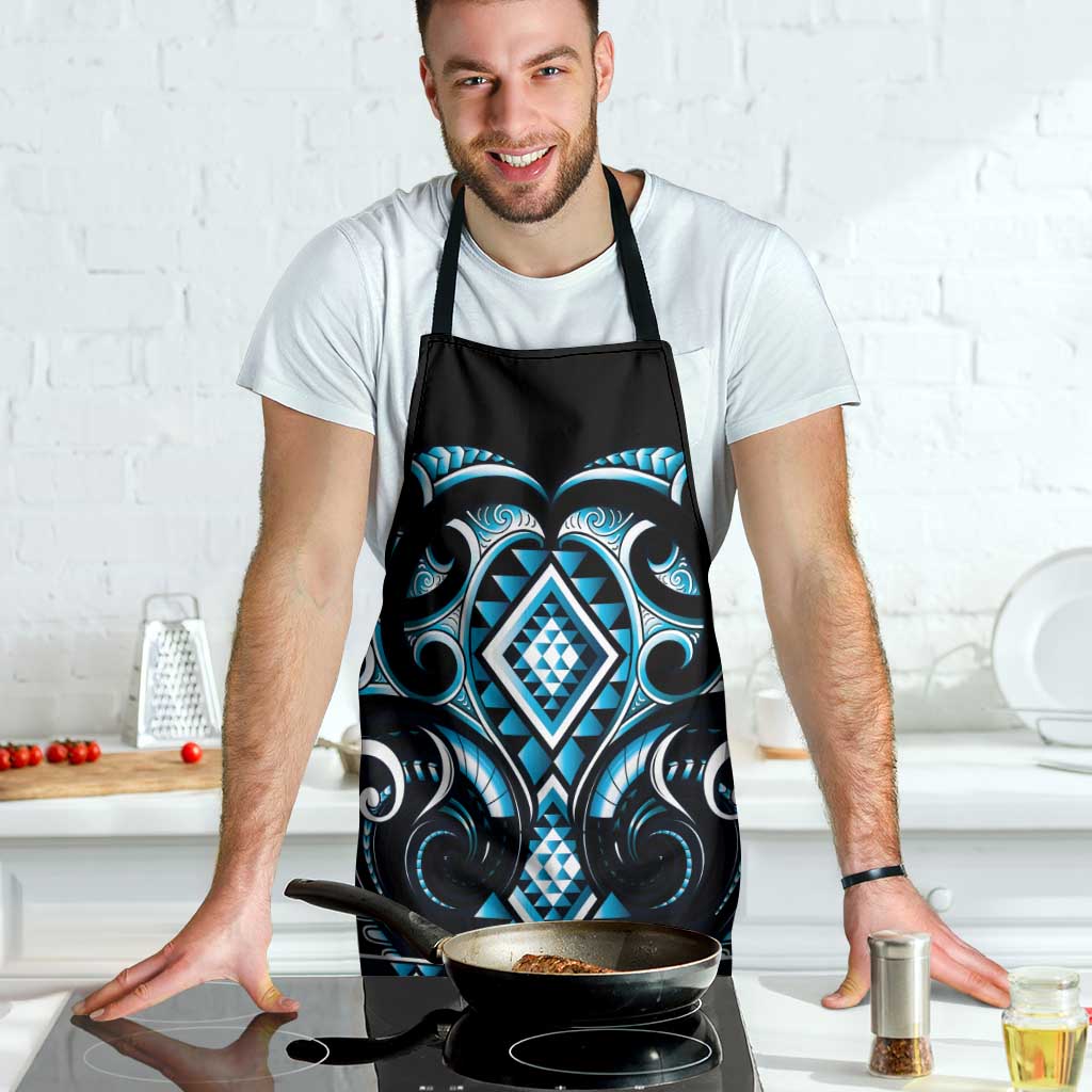 Blue Ngaru Taniko With Aotearoa Maori Tattoo Apron - Polynesian Pride